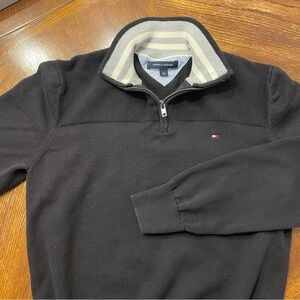 Tommy Hilfiger Black 100% Cotton Quarter Zip Pullover size large